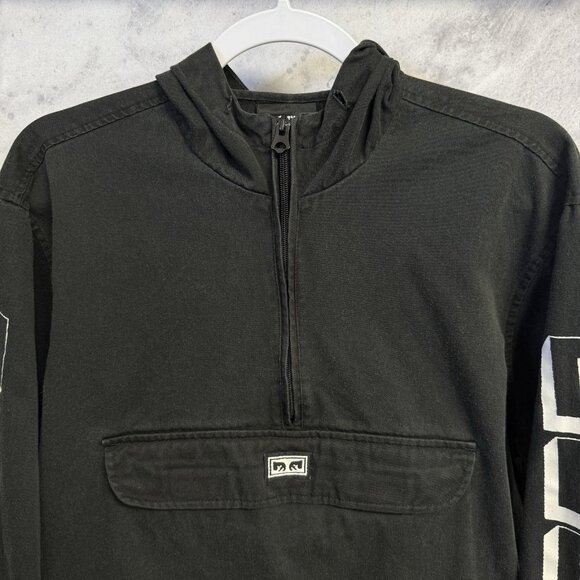 Obey Worldwide Jacket Mens Medium Black Anorak Skate Streetwear - Picture 4 of 10